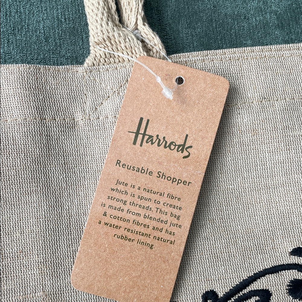 Harrods Natural Canvas Tote with Black Embroidery - Picture 5 of 5
